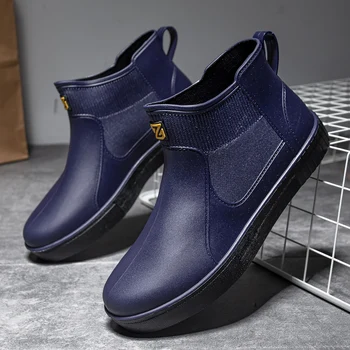 Новые мужские непромокаемые ботинки Уличные ботинки без каблука Водонепроницаемые и нескользящие ботинки Челси Рыболовные водные ботинки спортивные короткие ботинки Рабочая обувь
