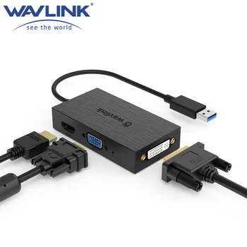 Wavlink USB 3.0 Dual 2K Display Adapter Видеовыход Для HDMI/DVI/VGA HDTV/Проектора/Монитора Графический Адаптер DisplayLink USB