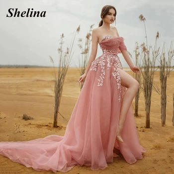 Shelina Шикарное вечернее платье из тюля с разрезом на одно плечо и открытой спиной для женщин, Вечерние халаты De Soirée по индивидуальному заказу