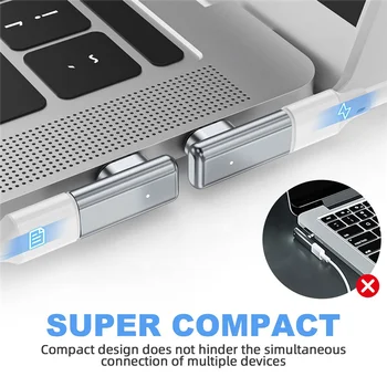 Магнитный Адаптер USB C 24-Контактный Разъем Type C 40 Гбит/с PD 100 Вт Конвертер Быстрой Зарядки для Thunderbolt 3 iPad MacBook