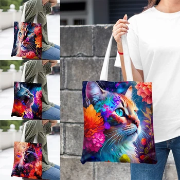 Портативная и удобная сумка для покупок, созданная для женщин с милым и интересным изображением котенка, сумка-тоут в корейском стиле, сумки-тоут 2023