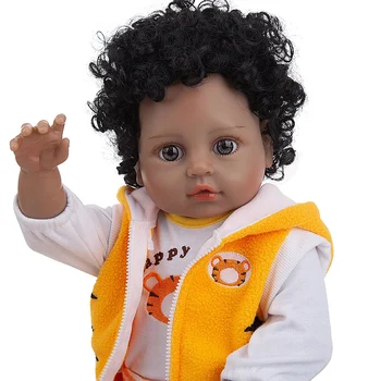 48 см Кукла Реборн Полный Силикон Bebe Reborn Boy Куклы Коричневого Цвета Новорожденный Малыш Кукла Игрушка Для Ванной Кукла Игрушка для Детей Подарок на День Рождения