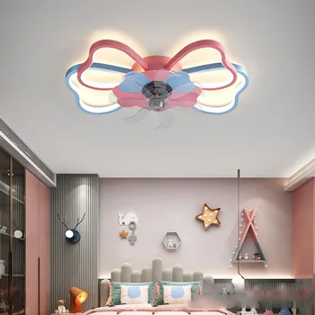 Современная светодиодная потолочная вентиляторная лампа для детей, Электрический вентилятор с подсветкой для дома, спальни, кабинета, Декоративный вентилятор с дистанционным управлением