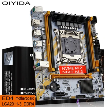 Материнская плата Qiyida X99 ED4 LGA2011-3 PCI USB3.0 M.2 SSD SATA3 Поддерживает 4x память DDR4 RECC NON-ECC и Intel Xeon E5 V3 V4
