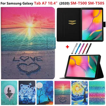 Чехол для Samsung Galaxy Tab A7 10,4 дюйма 2020 SM-T500 T505 Мультяшный Чехол из Искусственной Кожи Samsung Tab A7 2020 Cover Cases