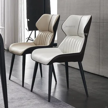 Изготовленные на заказ Кожаные Обеденные стулья Nordic Home Со спинкой Кресло для совещаний Мебель для спальни Итальянский Легкий Роскошный обеденный стул Современный