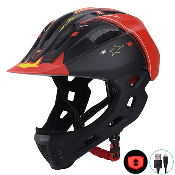 Детский шлем для балансировки автомобиля, скейтборда, велосипеда, шлем для верховой езды, один литье С защитной сеткой от насекомых и USB-подсветкой для зарядки
