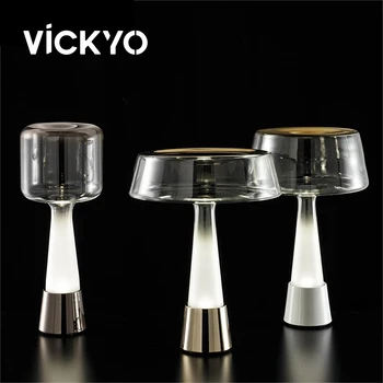 Современная настольная лампа VICKYO, роскошный светильник в виде гриба, Светодиодная Стеклянная прикроватная лампа для дома, украшения гостиной, спальни, ночные светильники