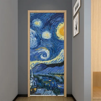 Наклейка на дверь в стиле Ван Гога 