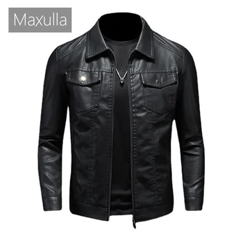 Maxulla, мужские куртки из искусственной кожи, модная мужская уличная одежда, мотоциклетные кожаные пальто в стиле хип-хоп, повседневная ветровка, кожаное пальто, мужская одежда