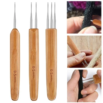 Игла для плетения дредов 0,5 мм 0,75 мм 1 мм Инструмент для плетения дредов из натурального бамбука
