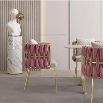 Бытовой легкий роскошный обеденный стул студийный туалетный стул табурет для макияжа розовый стул для салона красоты стул для отдыха со спинкой для ногтей