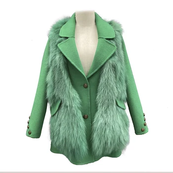 Женское Пальто JANEFUR 2023, модный теплый шерстяной кашемировый блейзер, жилет из натурального меха, комплект из двух предметов, женская зимняя одежда