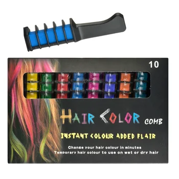 Новая 10шт Тушь для ресниц, Дизайнерские мелки для окрашивания волос, мел для цвета волос, временная синяя краска для волос с расческой, набор для окрашивания волос