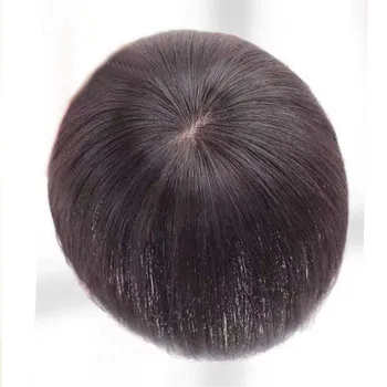 Натуральный черно-коричневый цвет, прямая шелковая основа, утка для волос, человеческие волосы, парик для женщин Remy, женский парик