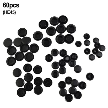 Полный набор из 60 черных пластиковых заглушек с отверстиями для листового металла кузова автомобиля Универсальной посадки с вдавливанием и заподлицо