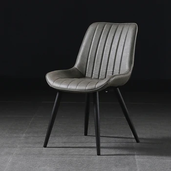 Кожаные обеденные стулья для гостиной, современные ножки из черного металла, эргономичные обеденные стулья Nordic Unique, Дизайнерский салон Cadeira Furniture WK