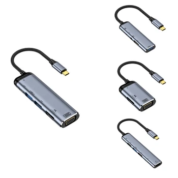 USB 3.1 Type-C-концентратор, совместимый с HDMI 4K Thunderbolt 3 USB C-концентратор для аксессуаров для ПК (Y002)