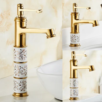 Suguword Хромированный Золотой Смеситель для ванной комнаты с водопадным носиком, смеситель для горячей и холодной воды, установленный на бортике для раковины