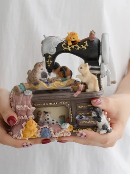 Музыкальная шкатулка для швейной машинки cat с мультяшной ретро-шкатулкой для девочек и детей