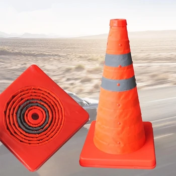 42 см Складной предупреждающий знак безопасности дорожного движения в виде конуса, оранжевая светоотражающая лента