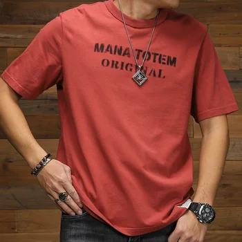 Мужская с коротким рукавом футболки хлопок crewneck печати свободные тенденция плеча повседневная лето прилив бренд Половина рукава