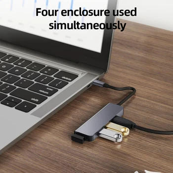 Интеллектуальная док-станция-концентратор 4 в 1 Type-C Mini USB3.0 Разветвитель со скоростью передачи 5 Гбит/с Выход HD-видео для ноутбуков MacBook