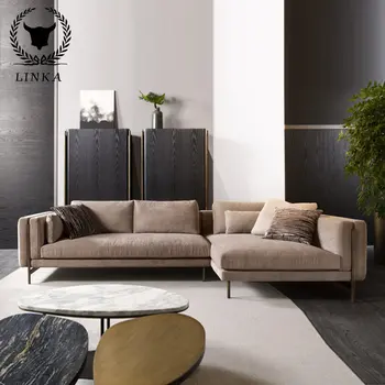 Легкий итальянский стиль, роскошный стиль, высококачественная домашняя гостиная в стиле минимализма на заказ для трех человек с тканевым диваном для шезлонга