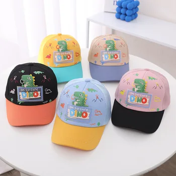 Бейсболка для малышей для мальчиков и девочек, детская кепка дальнобойщика с мультяшным динозавром, детская шляпа от 2 до 7 лет, летняя кепка от солнца, дышащая сетчатая кепка