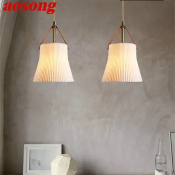 Подвесной светильник AOSONG из скандинавской латуни, светодиодные современные Простые креативные керамические лампы и люстры для дома, столовой, спальни
