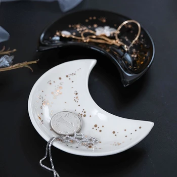Nordic Ceramic Creative Home Moon Персонализированная Ваза для фруктов, обмакнутая в соус, Маленькое блюдо, Подставка для хранения ювелирных изделий, Декоративные тарелки