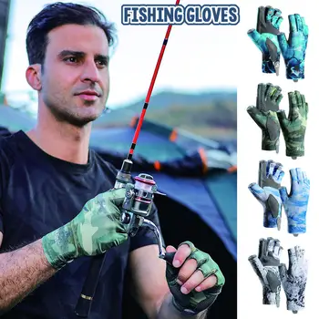 Рыболовные перчатки с полупальцами, нескользящие, дышащие, высокие Велосипедные перчатки, Эластичные Рыболовные перчатки, Быстросъемные, Ледяные Мужские шелковые K7q6