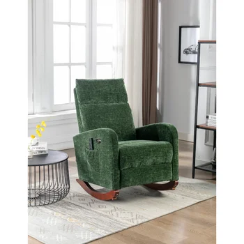 Удобное кресло-качалка COOLMORE для гостиной Кресло-качалка для гостиной из массива зеленого дерева [на складе в США]