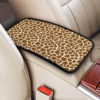 Милый коврик из кожи мультяшного жирафа для автомобильного подлокотника, универсальная кожаная накладка для центральной консоли, Автоаксессуары