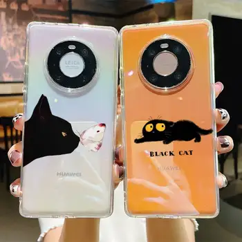 Милый чехол для телефона с черным котом для Samsung S20 ULTRA S30, для Redmi 8, для Xiaomi Note10, для Huawei Y6 Y5, чехол