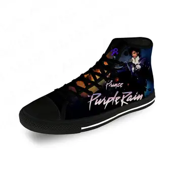 Музыкальный певец Принц Роджерс Нельсон, фиолетовый дождь, повседневная ткань с 3D принтом, модная парусиновая обувь с высоким берцем, мужские Женские дышащие кроссовки