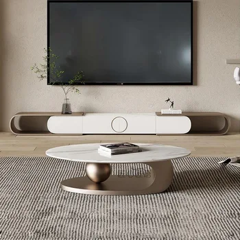 Легкий Роскошный чайный столик с каменной плитой, комбинация шкафов для телевизора, дизайнерский минималистичный блок из нержавеющей стали масштабируемого размера, гостиная
