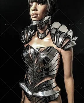 Silver mirror technology sense party future science fiction warrior armor dance костюм гого