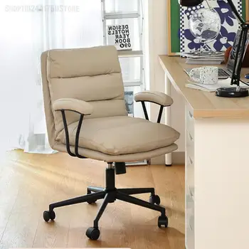 Кожаное Компьютерное кресло Удобное Домашнее Эргономичное Офисное кресло Для Сидячего образа Жизни, Легкое Роскошное Рабочее кресло для спальни