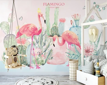 3d обои beibehan на заказ в скандинавском стиле, свежие и простые растения тропического леса, цветы, обои с пасторальным фоном с фламинго