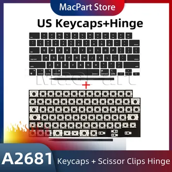 Сменные Колпачки Для Клавиш Американской Клавиатуры + Ножничные Зажимы Шарнир для MacBook Air M2 Retina 13,6 дюймов A2681 2022 Года Ноутбук Черный