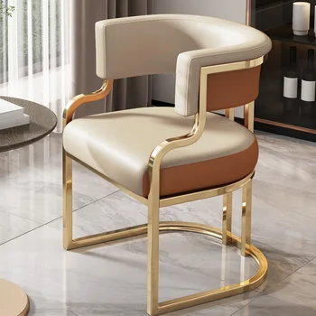 Скандинавские роскошные обеденные стулья Кухонные Эргономичные Золотые Современные обеденные стулья с кожаными подлокотниками Ресторанная мебель Cadeiras De Jantar