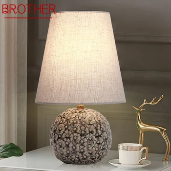Современная настольная лампа BROTHER, светодиодная креативная керамическая лампа с диммером, настольная лампа для дома, гостиная, прикроватный декор для спальни