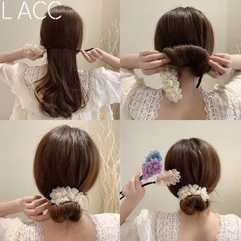 Заколка для волос Maruko head в корейском стиле, ленивые головные украшения, простой пушистый галстук, украшения для волос, цветочный бутон, круг для волос, артефактная заколка для волос