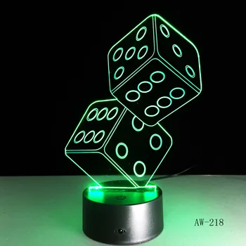 Ночник Dice 3D Акриловая Красочная Атмосферная лампа Stereo Vision Лампа для спальни Ночник Подарки для вечеринки Декор Light AW-218