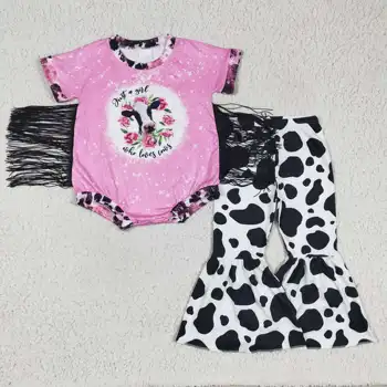 Качественная продукция RTS, новая одежда для новорожденных телок с розовым цветочным рисунком, весенняя одежда для маленьких девочек, детские комбинезоны