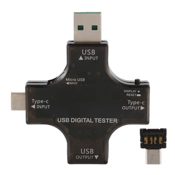 USB-тестер 2 в 1 Type C с цветным ЖК-дисплеем, цифровой мультиметр, вольтметр напряжения тока USB C, детектор вольтметра