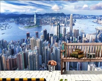пользовательские обои beibehang 3d фреска красивая архитектура Гонконга Виктория современная фоновая декоративная живопись 3D обои