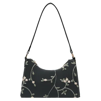 Новая женская сумка через плечо с кружевной цветочной строчкой 2022 года, сумки подмышками из мягкой искусственной кожи, Пляжная дорожная сумка для девочек, маленькая сумка-тоут
