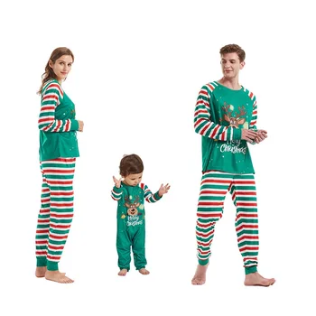 2023 Рождественский семейный пижамный комплект с милым принтом в виде буквы оленя для взрослых и детей, Рождественские Семейные пижамные костюмы, детские ползунки 0-18 м
